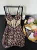 MIRABELLE Wild Leopard Dress Slim Fit Corset Sheath Dress Sexy Ruffles  Woman Clothes Strappy Nightgown With Thongs