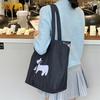 Puppy Embroidery Drawstring Shoulder Bag Bow Spotted Women's Handbag Casual Canvas Tote Bag  Beach