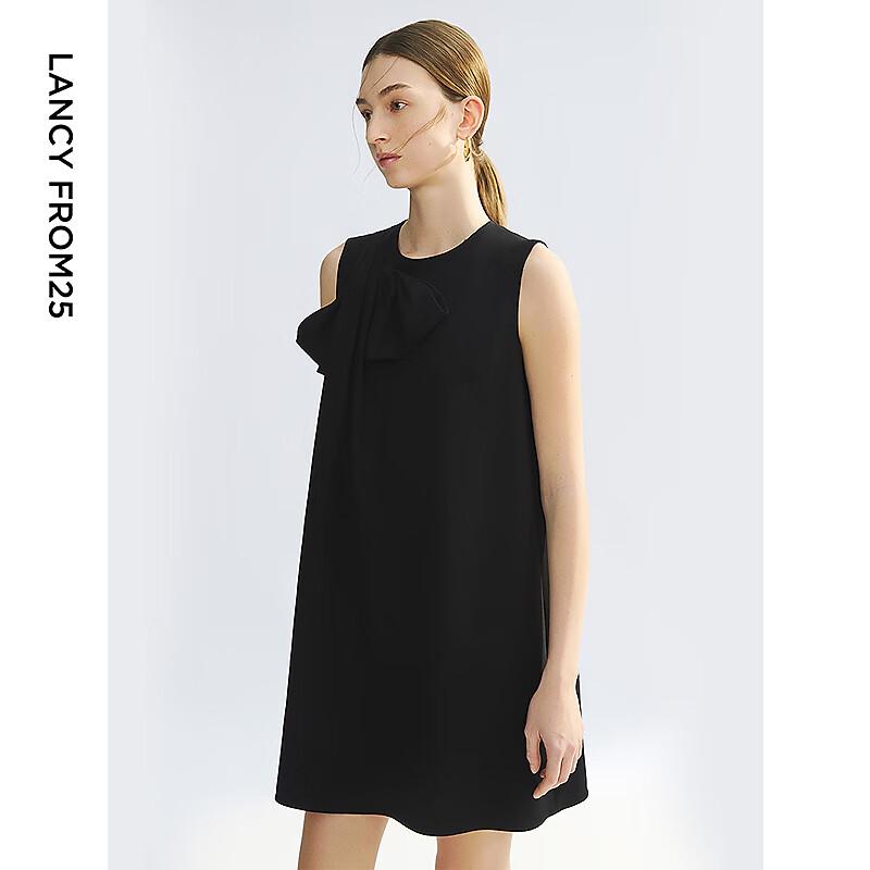 LANGZI Diacetate Bow A-Line Mini Dress
