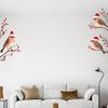 1PC Three Birds in Santa Hats Window Stickers Christmas Theme Red Berry Branches Decorative Wall Stickers for Glass and Window