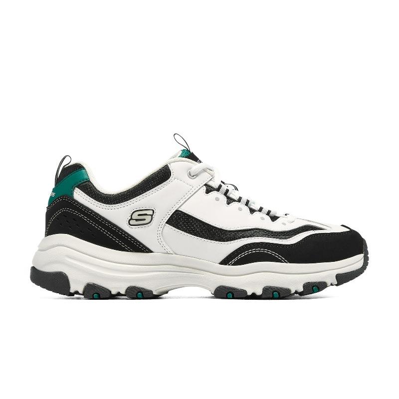 Skechers I-Conik D'Lites Men White Black Low Top Dad Shoes Fabric Faux Leather Lace Up Breathable Supportive 8790091-WBK