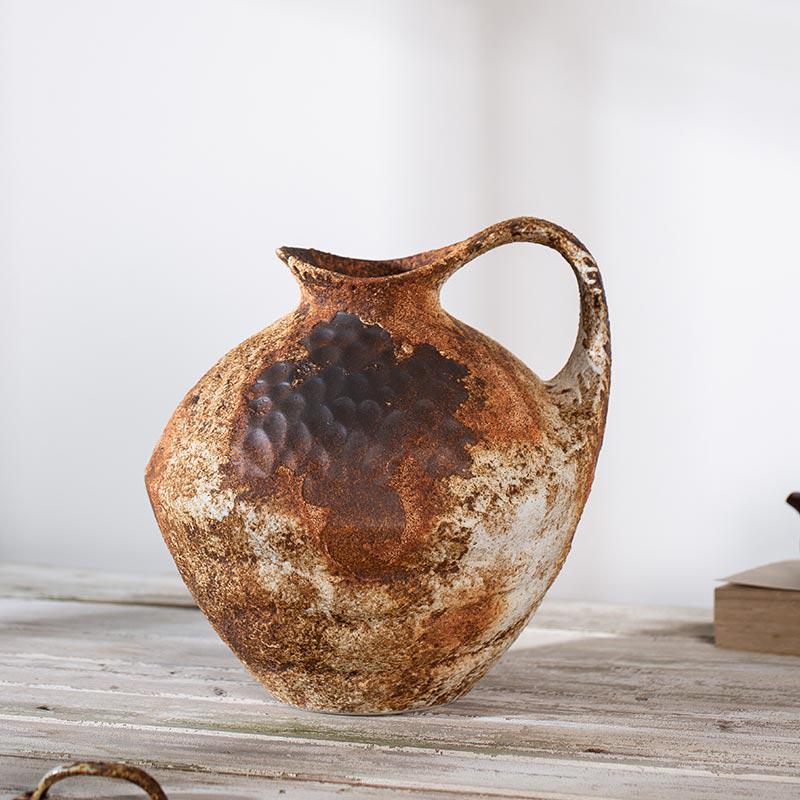 Retro Zen Coarse Pottery Vase: Living Room Tabletop or Foyer Flower Decoration
