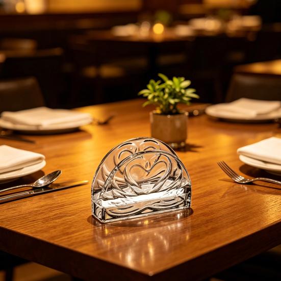 Tissue Holder, Crystal Glass Modern Style, Durable Scratch-Resistant Organizer, Dispenser for Restaurant Napkins Business
