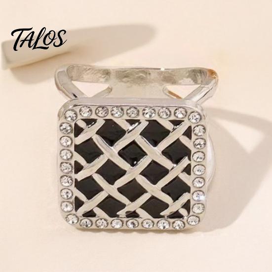 Scarf Ring Grid Square Ring, Rhinestone Silk Clip, Decorative Women Slide Elegant Wrap Holder for Neckerchiefs Shirts Shawls Accessory