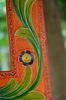 Hand Carved Vibrant Orange Wooden Jharokha Wall Decor: Painted Flower Design Indian Frame