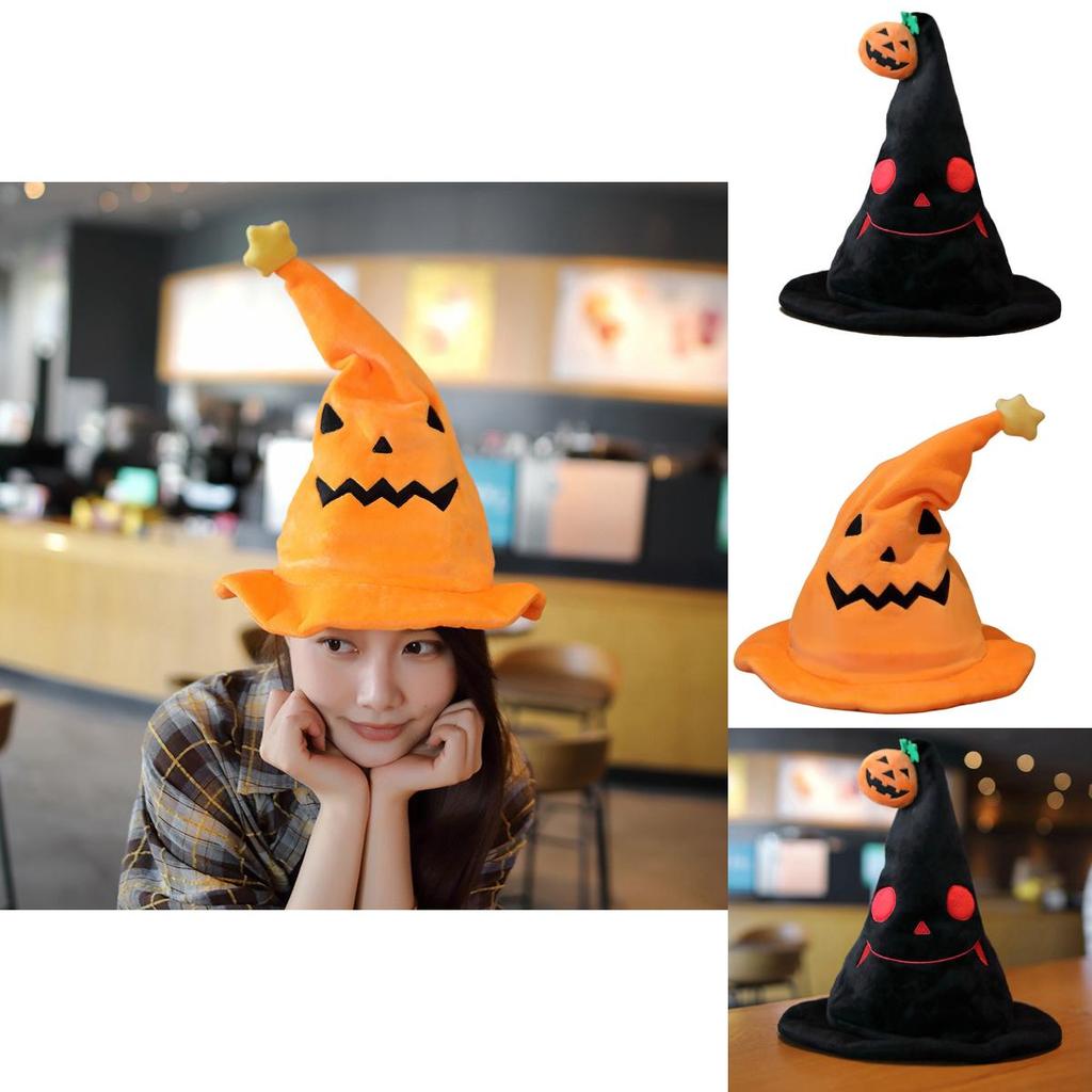 Halloween Electric Pumpkin Elf Hat Ghost Festival Party Costume Plush Toy Yellow 30*30*40cm Black 30*30*40cm