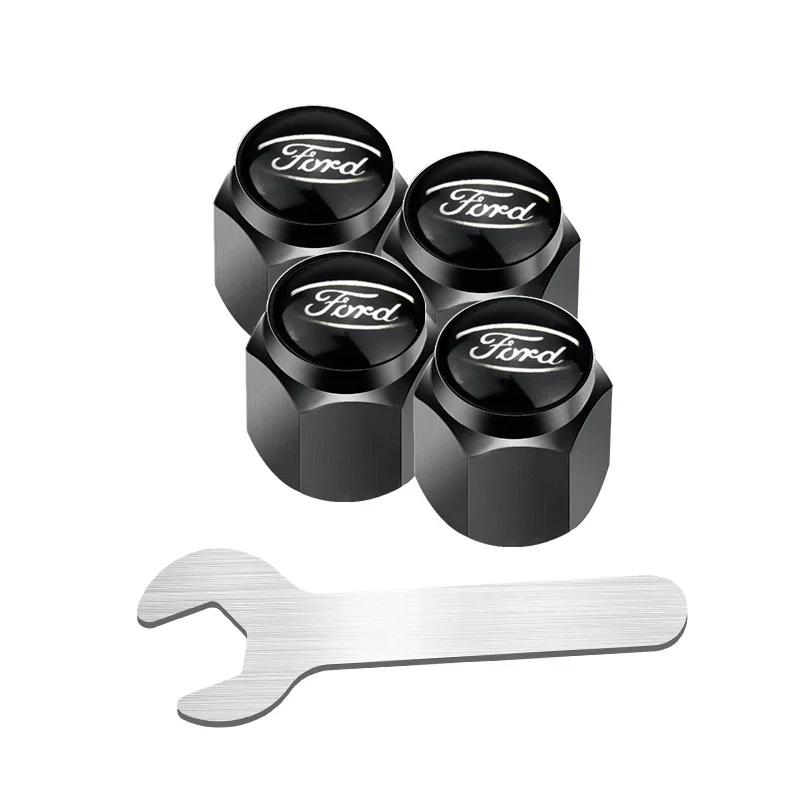 Car Tire Valve Caps Cover with Wrench for Ford Explorer Ecosport Galaxy Mustang Mk3 Transit Fiesta Mondeo Raptor Ranger S MAX