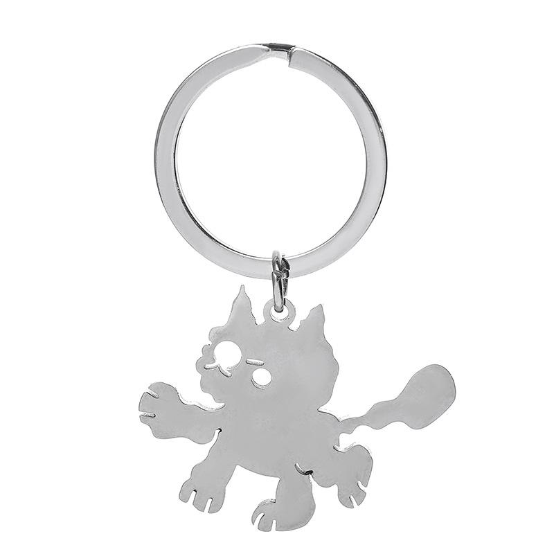 Пушистый Кот Брелок из Нержавеющей Стали Милый Мультяшный Дизайн Модный Подвеска для Сумки Студента Практичный Ежедневный Брелок