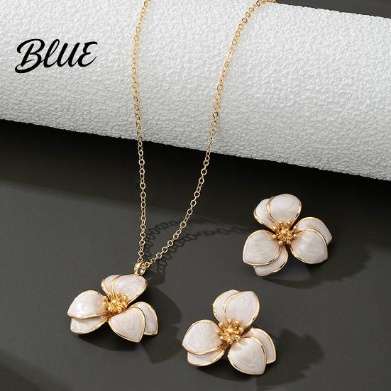 Minimalist Jewelry Set 2Pcs/Set Women Enamel Flower Charm Adjustable Beautiful