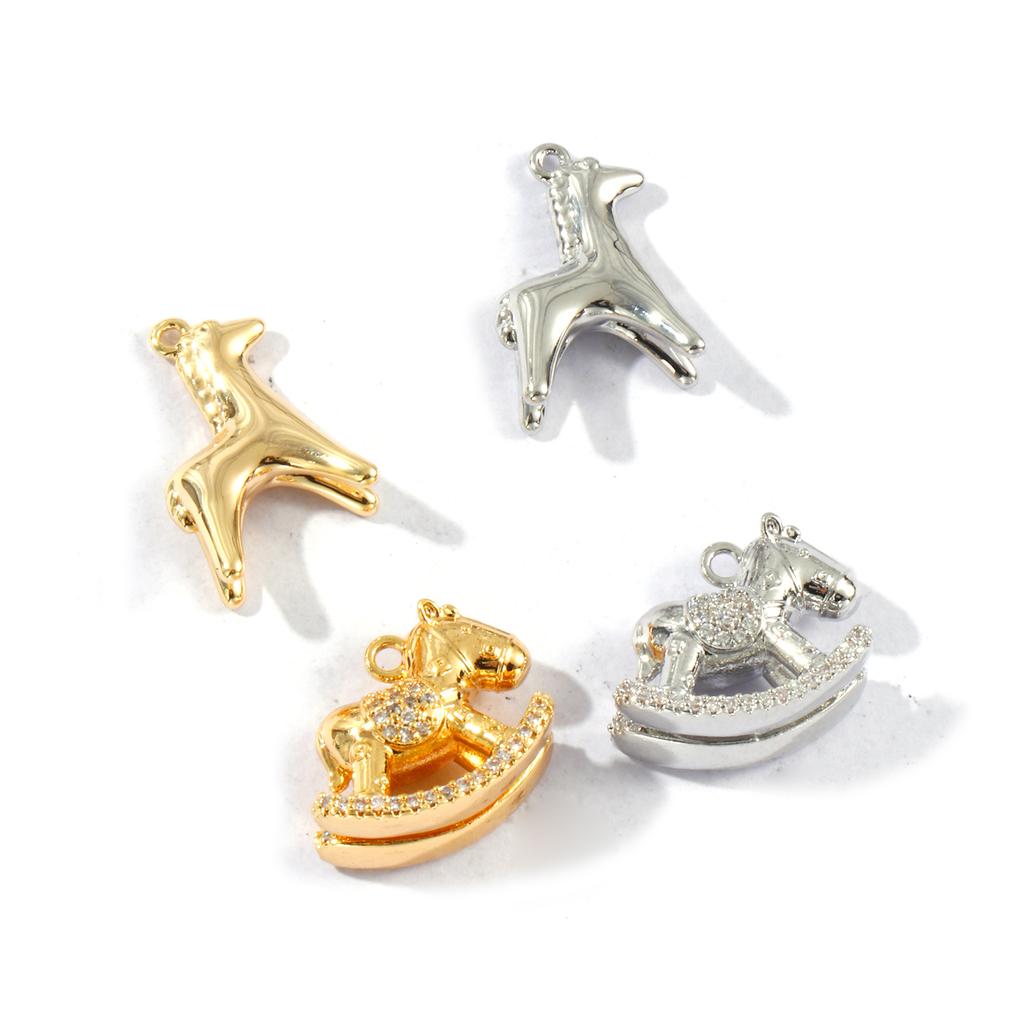 1/2 Piece 2026 New Arrival Brass Charms Gold Plated Cute Horse Animal Pendants For DIY Necklace Bracelet Jewelry Making Findings