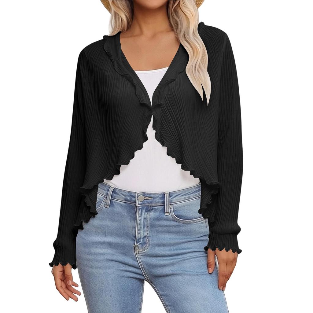 Women Fashion Solid Color Car Driving Sun Protection Shawl Breathable Outdoor Sunscreen Scarf Beach UV Protection Loose Casual Style Ruffled Shawl
