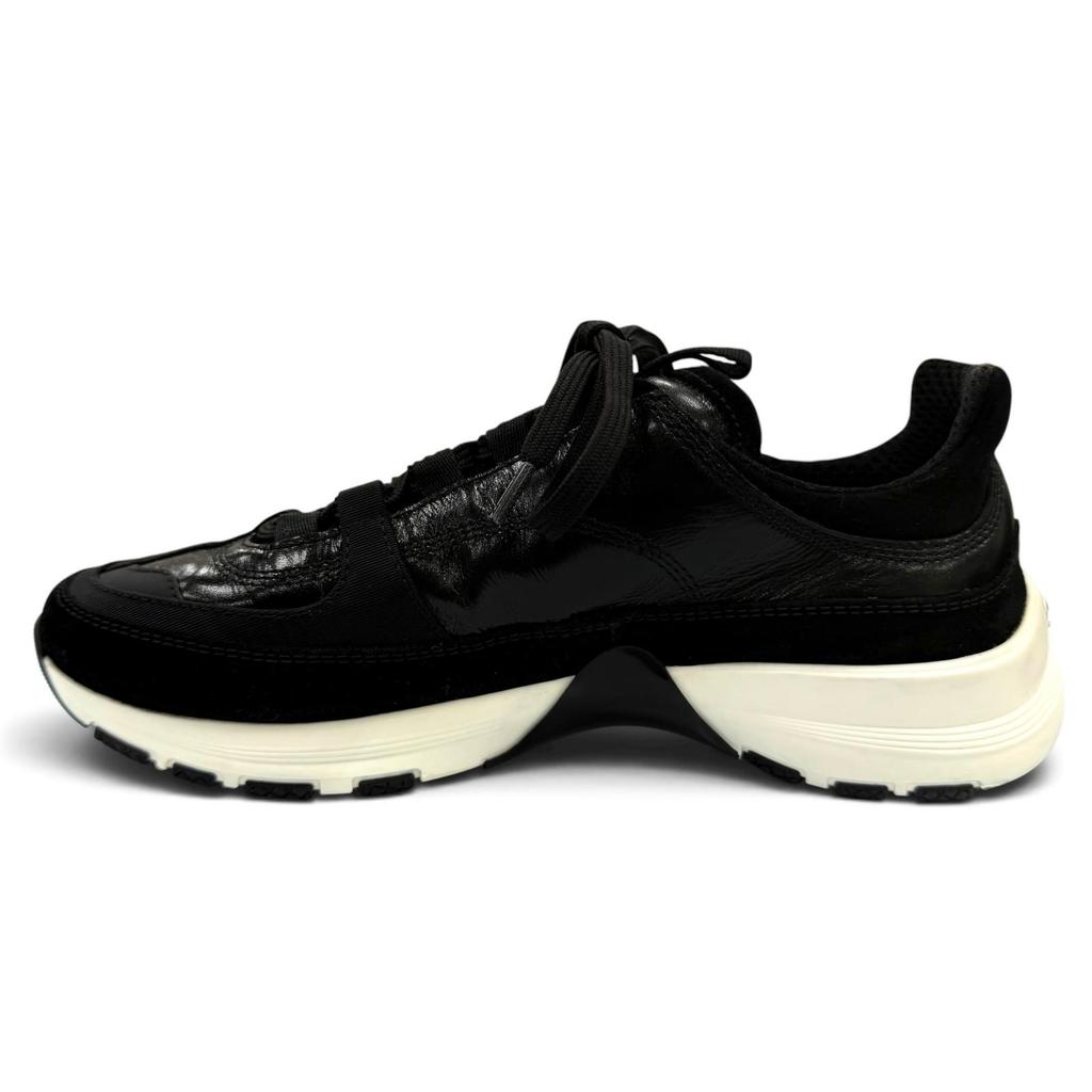 Great CHANEL Low Cut Sneakers COCO Mark Lace-up Leather Black Women 36 G46609 Used