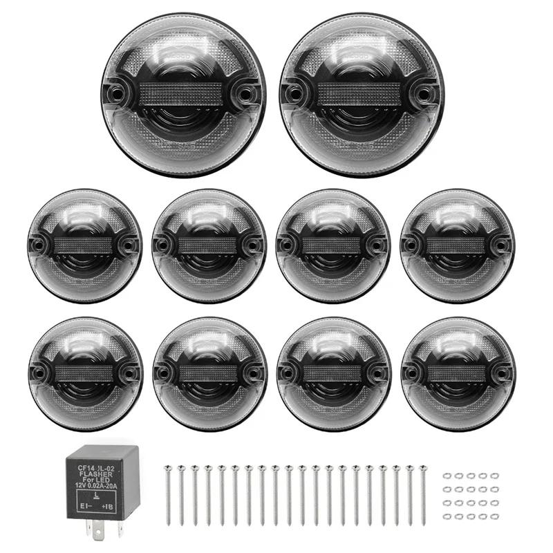 10pcs/set LED Car Indicator Light Upgrade Kit For Land Rover 90/110 1983-1990 Defender 1990-2016 Reversing Turn Signal Fog Lamp
