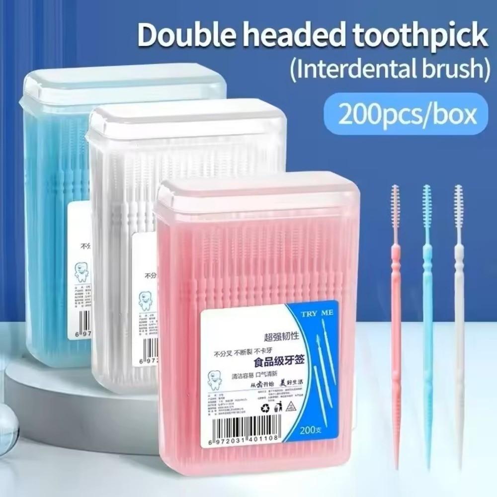 200Pieces/Box Portable Disposable Flosser Oral Cleaning Teeth Care Sticks Double Head Ultra Fine Toothpick