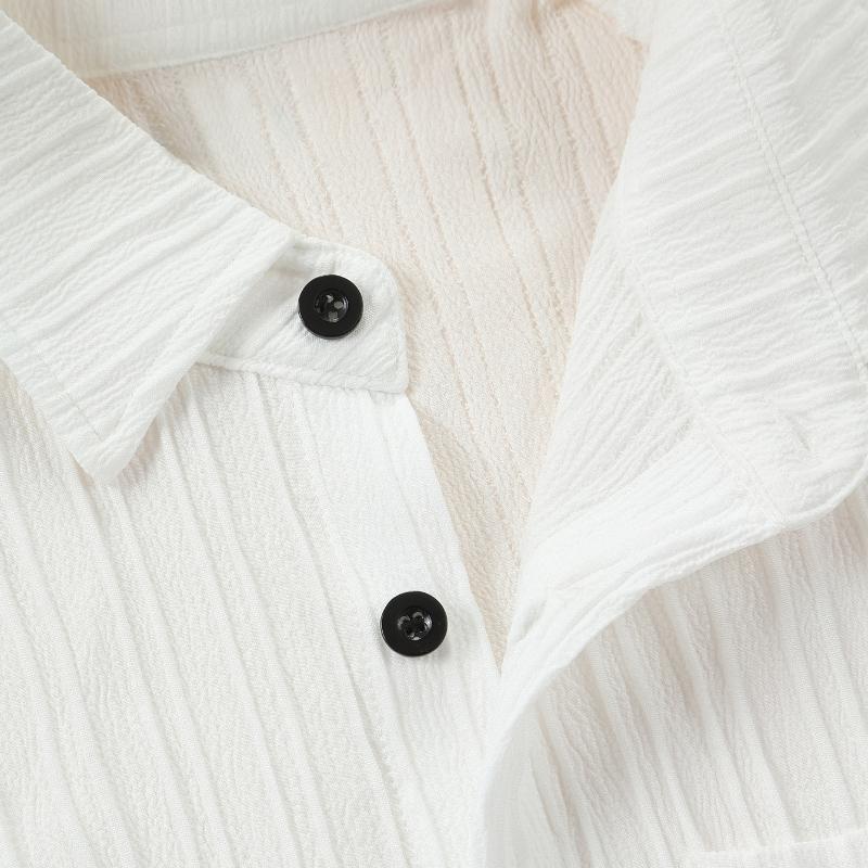 Skjorte for studentuniform med slips Gutter Langermet Hvit Skjorte Gutter Bølgepappbluse med Elastisk Slips Topp