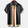 Camicia da uomo a maniche corte a righe stile hawaiano con stampa 3D, larga, stile street, top alla moda da uomo, casual, semplice, senza tasche