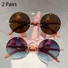2 Pairs Vintage Round Sunglasses Men New Fashion Gradient Multicolor Casual Shades Women Luxury Design Double Bridge Sun Glasses