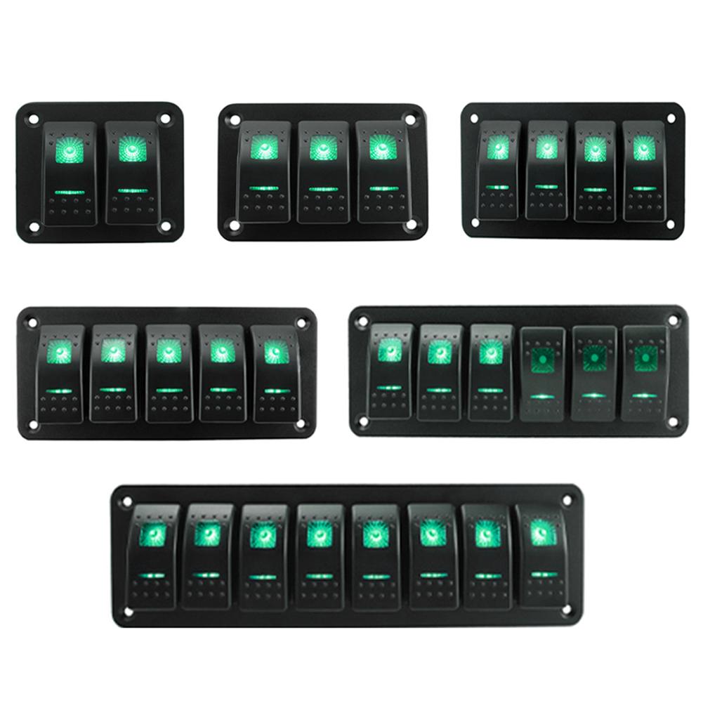 Marine 2/3/4/5/6/ 8 Group Rocker Switch Panel 5-pin Toggle Switch for 12V/24V Cars ATV Trailers with Red Green Indicator Light