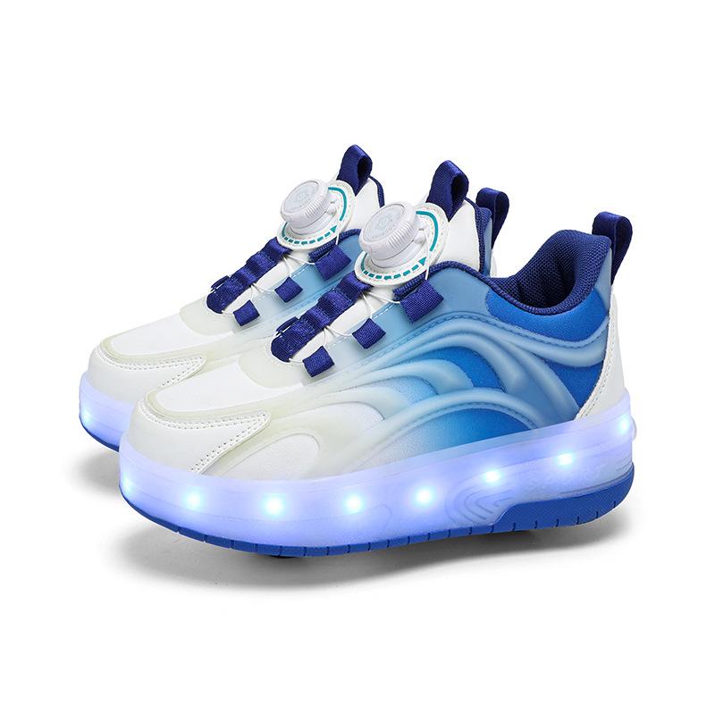 Kids' Light-Up Retractable Double-Wheel Roller Skate Shoes