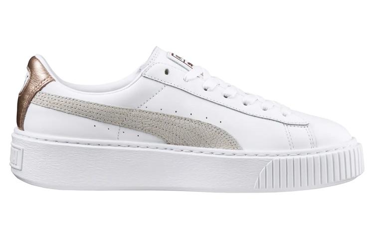 Women's Sneakers PUMA Basket Platform Euphoria Rg 'White Gray Gold' Women's