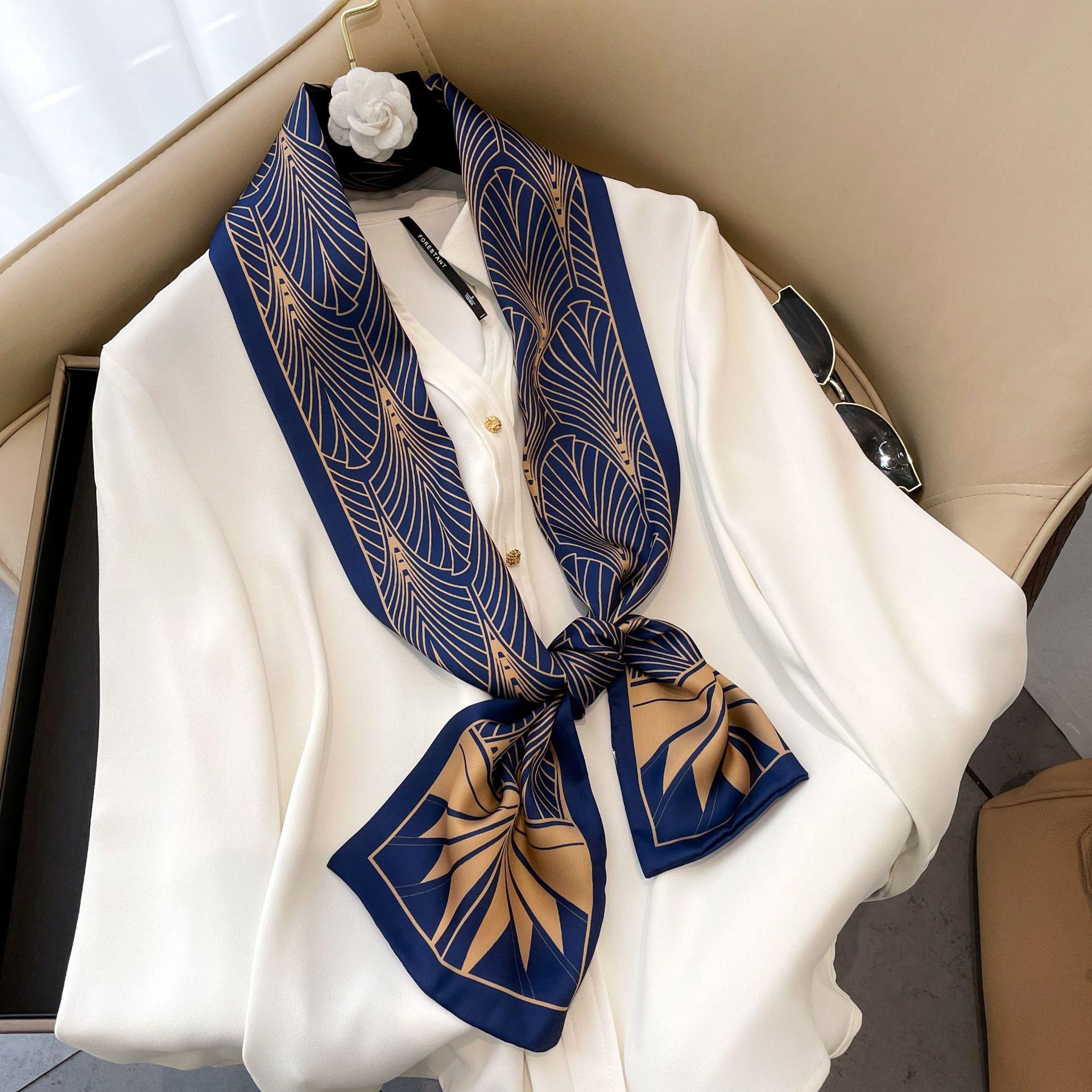 

Высококачественные роскошные шелковые шарфы, повязка на голову, шарфы, шейный шарф для женщин, шелковый шарф с цепочкой, женская декоративная шаль 150-17cm