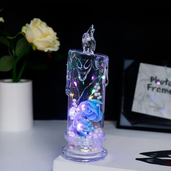 1Pc/2Pcs Eternal Flower Flameless Candles LED Flickering Pillar Candles Valentine's Day Night Light for Wedding Home Decor