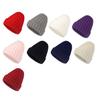 Women Winter Hat Solid Color Thick Warm Knit Hat Brimless Ribbed Breathable Hat