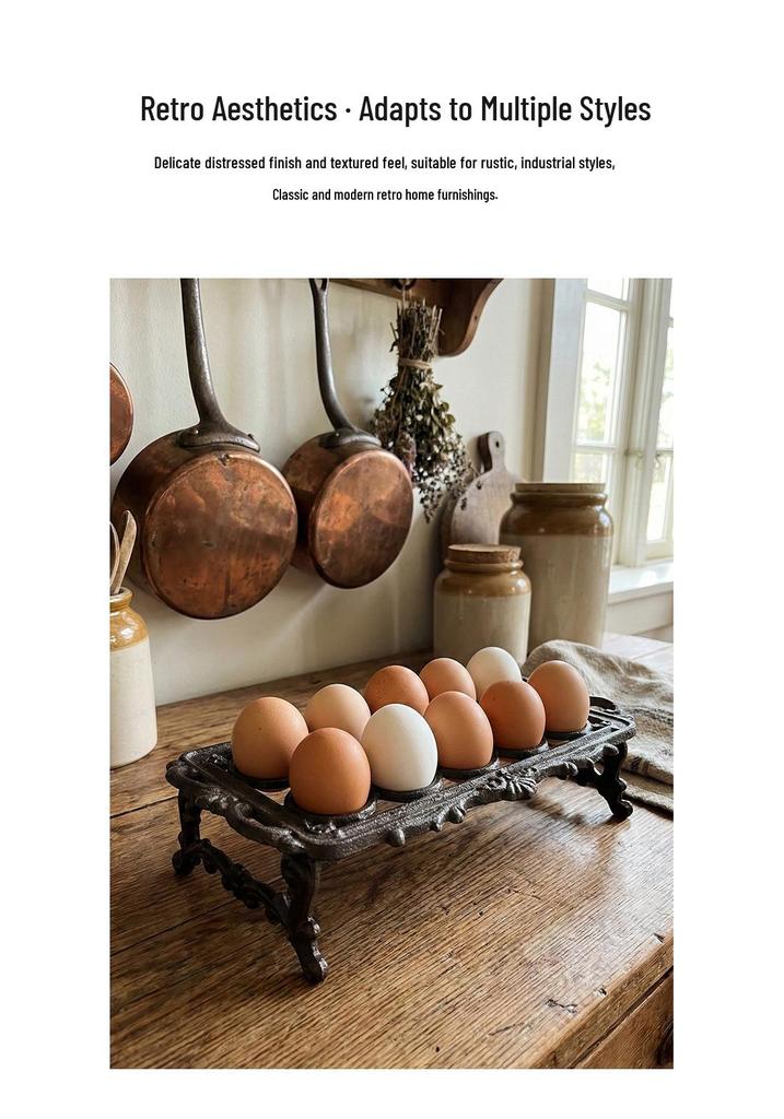 Retro Cast Iron Egg Holder: 6 or 8 Grid Egg Tray for Kitchen, Bar, or Restaurant Display