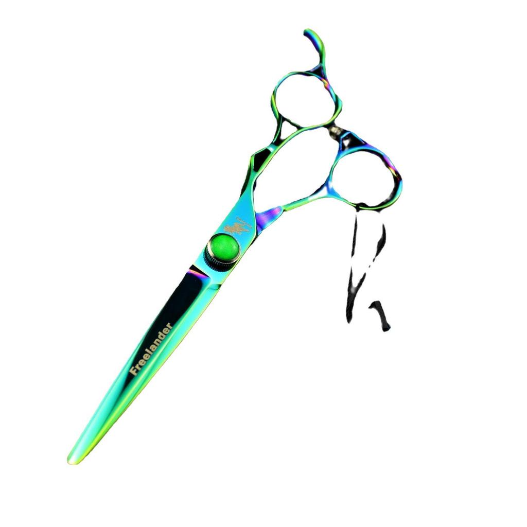 6.0" Green Hollow Handle Hairdressing Scissors: Straight & Thinning Shears Set