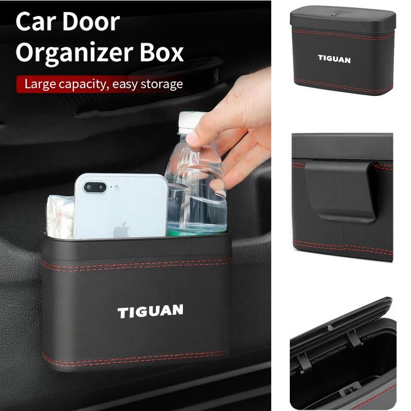 Car Push-Button Style Square Leather Multi Functional Organizer Box Trash Can For VW Tiguan Scirocco Jetta Beetle Golf PassatSZ1