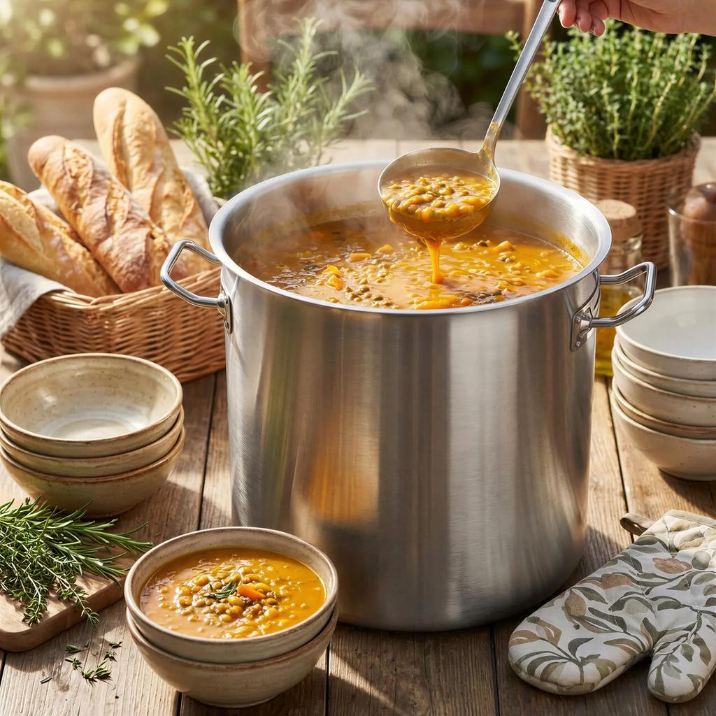 Steel Pot 26L With Metal Lid For Cooking Silver 32.5 Cm