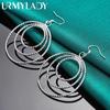 URMYLADY 925 Sterling Silver Three Ring Earrings For Women Charm Wedding Party Fashion Jewelry