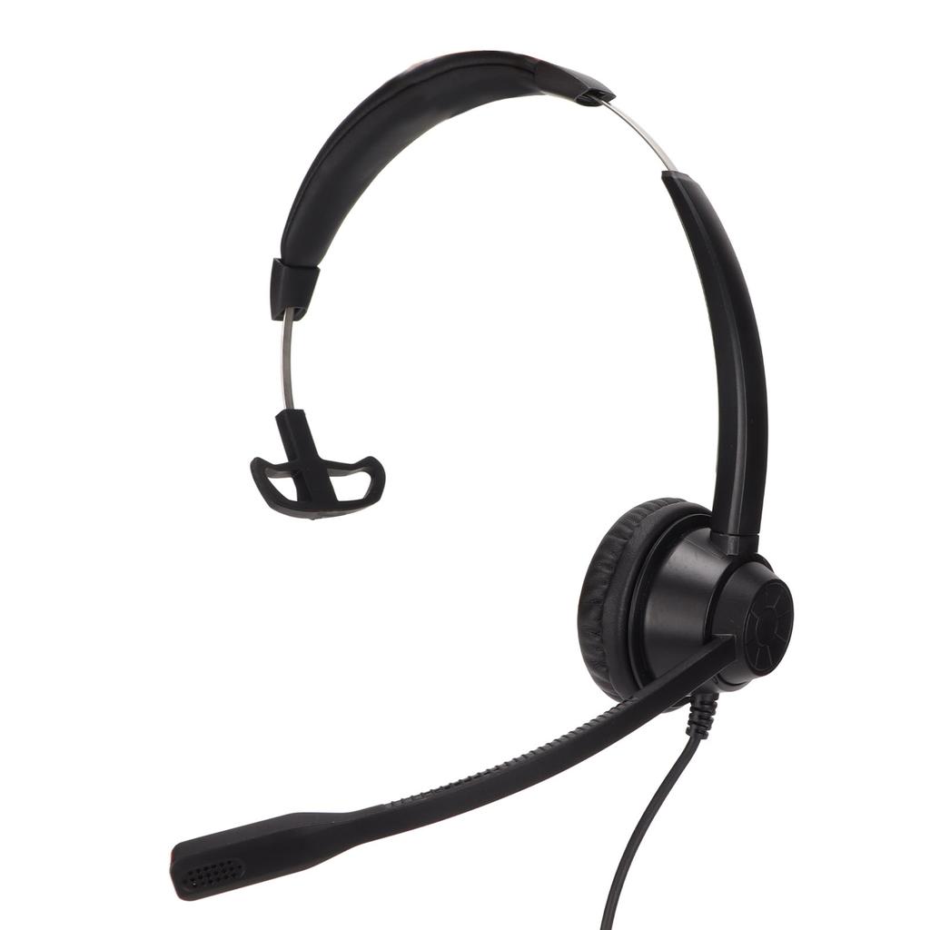 Telephone Headset Noise Cancelling Comfortable Single Ear Communication Headset for PC Computers Black