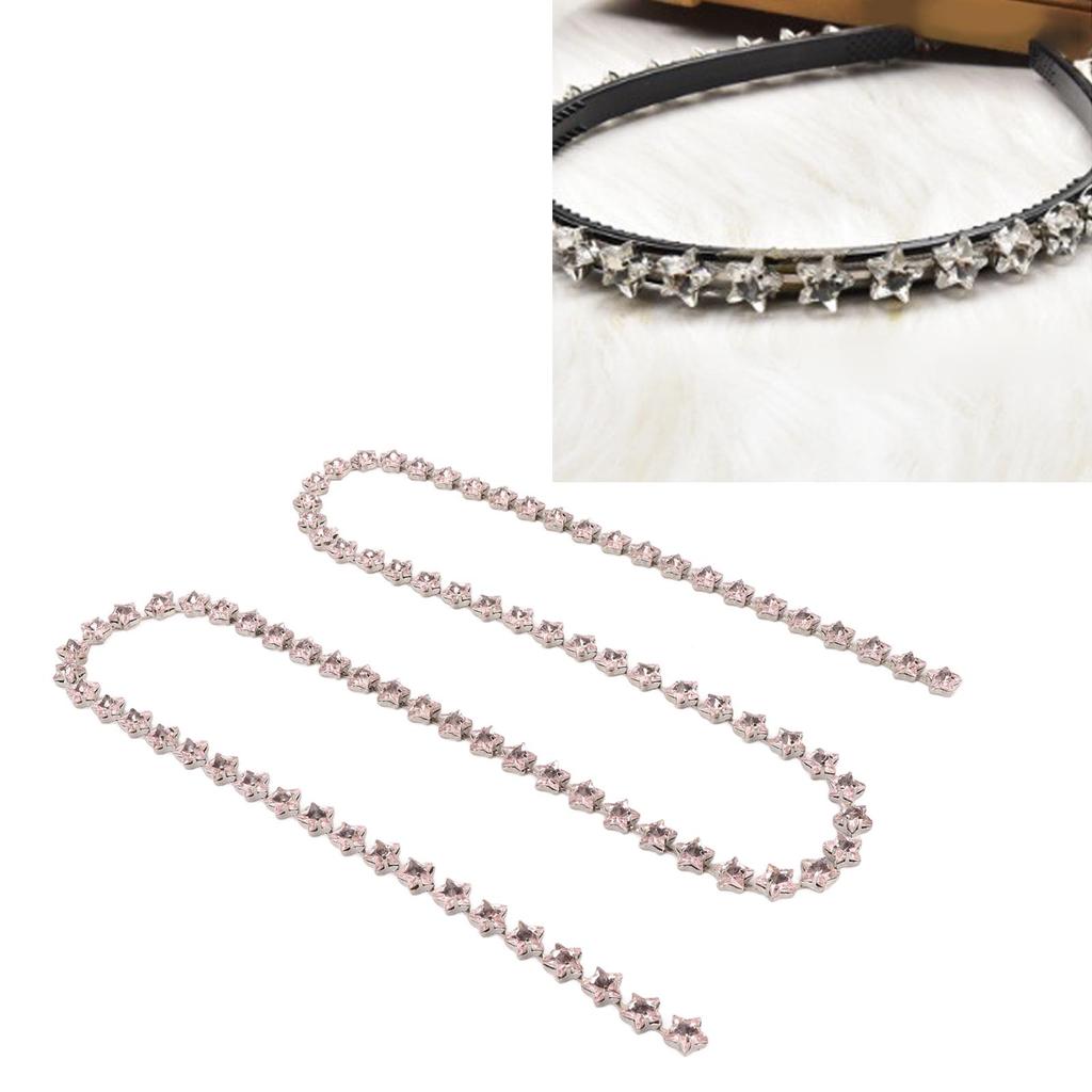 3.28ft Star Rhinestone Trim Chain 0.4in Width   Cuttable Colorfast Sew On Iron Rhinestone Claw Chain for Decoration Sewing