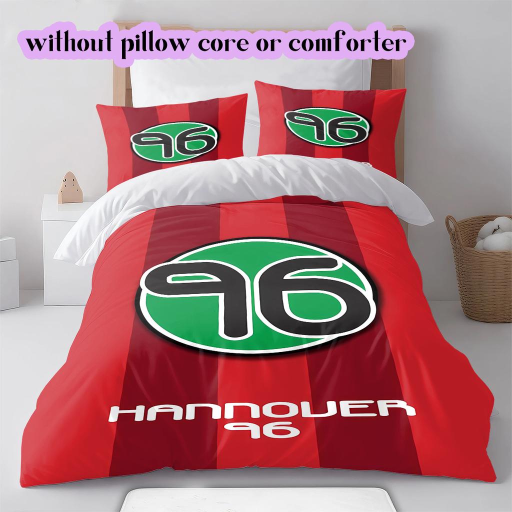 Hannover 96 Pattern Bedding Quilt Set Quilt Cover Pillowcase Home Decoration Birthday Gift (1 * Duvet Cover + 2 * Pillowcase, Without Core)