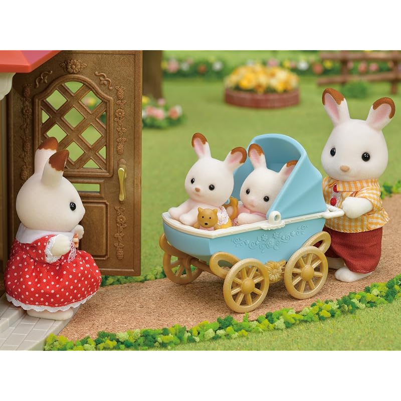Sylvanian Families Doll & Furniture Set [Chocolate Rabbit Twins - Furniture Set] DF-14 ST Mark Certified Ages 3+ Toy Dollhouse Sylvanian Families