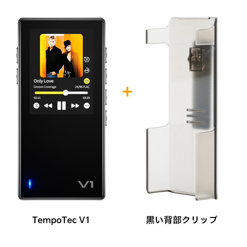 TempoTec Variations V1 Portable HiFi Music Player, Two-Way Bluetooth 5.1 Digital Audio Player with 4.4mm & 3.5mm Headphone Jacks and Black Back Clip