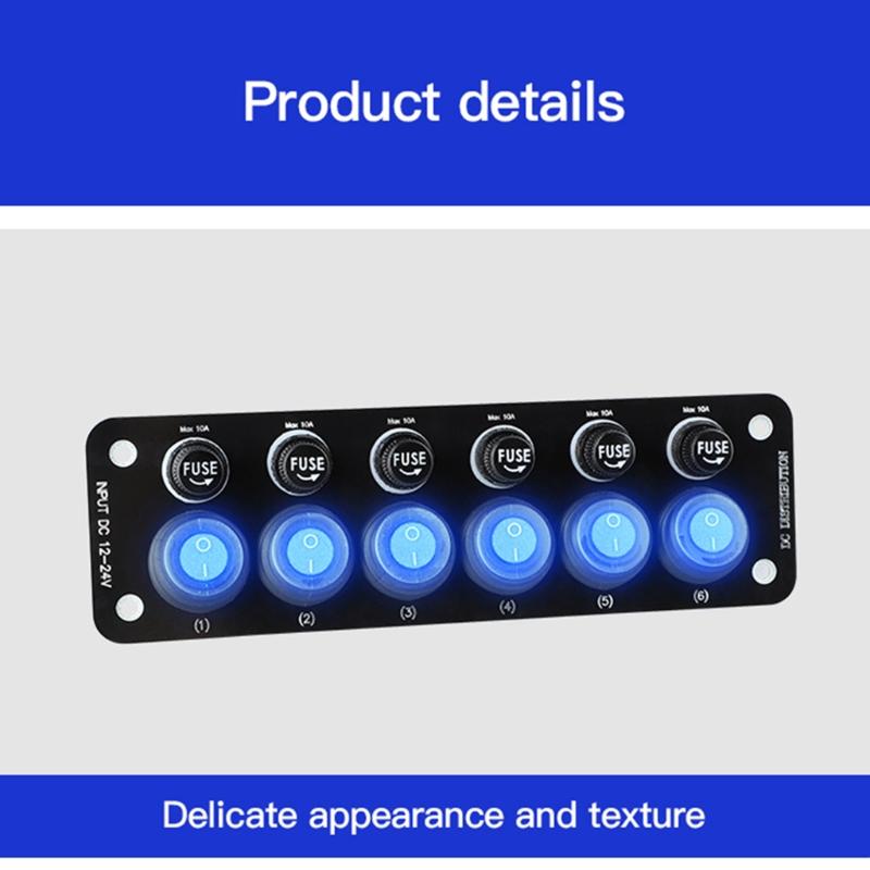 6 Position Rocker Toggle Switch For Car RV Truck Boat Ships Electronic On/Off Power Button Multi Port Sockets Switches