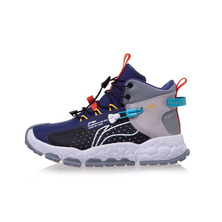 

Li Ning Детские удобные универсальные нескользящие амортизирующие износостойкие теплые повседневные туфли Детские повседневные туфли Черные Синие YKER002-17 31