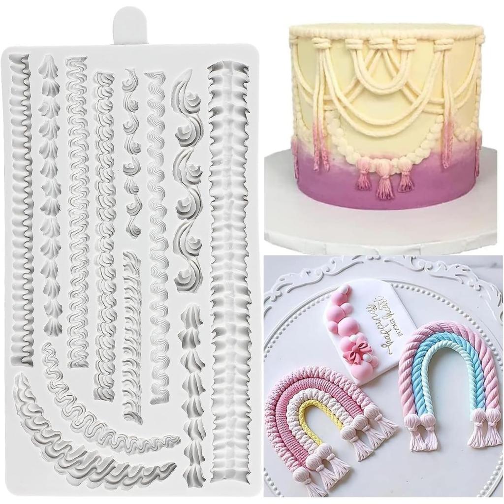 Gemstone Border Frame Silicone Mould Fondant Cake Decoration Moulds Vintage Retro Kitchen Utensils Baking Tools Cupcake Top Decoration