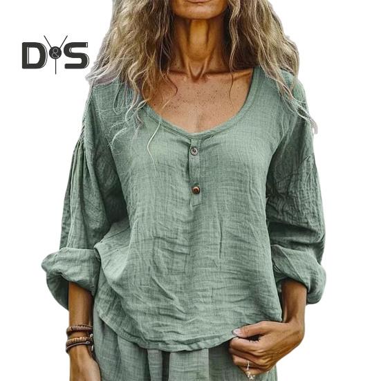 

Женская рубашка с круглым вырезом, пуговицами, декором, длинным рукавом, однотонный свободный крой, повседневная рубашка в стиле кэжуал, повседневная одежда S светло-зеленый