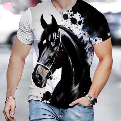 Ανδρικό T-Shirt με Γραφικό Άλογο 3D Ψηφιακής Εκτύπωσης Αθλητικό και Ελαστικό Κοντομάνικο T-Shirt Καλοκαιρινές Υπαίθριες Δραστηριότητες
