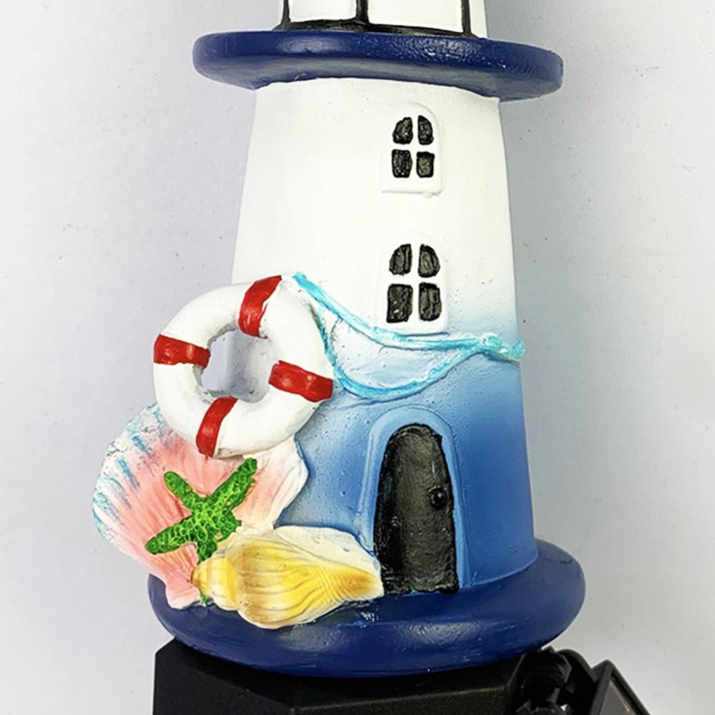 2 Pack Outdoor Solar Lighthouse Garden Lights with Resin Design for Pathways and Patio Areas Solar Powered and Weather Resistant