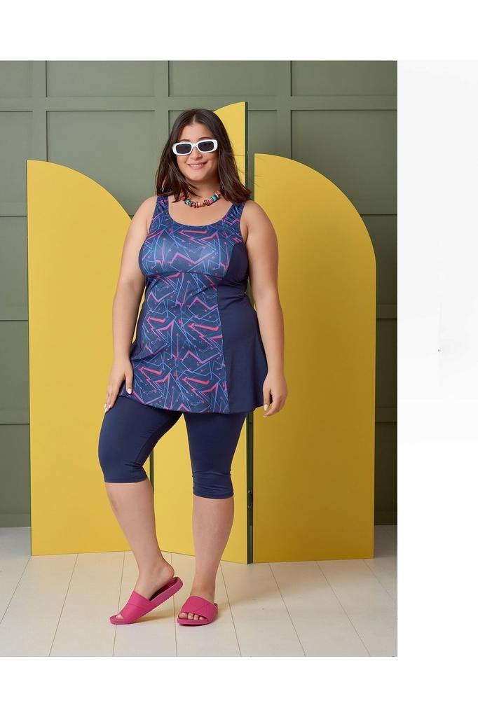 Women's Style Big Size Swimsuit Plus Size Patterned Leggings With Shorts