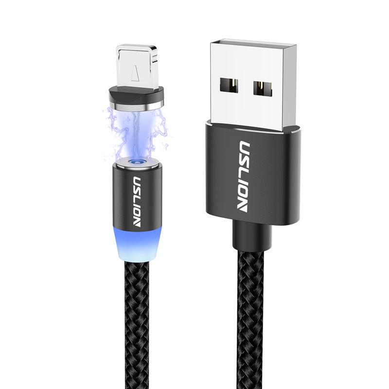 

USLION 2M Магнитный Micro USB Кабель Для iPhone Type-C Зарядное Магнитное Зарядное Устройство USB Кабель Type C 2M Type-C чёрный