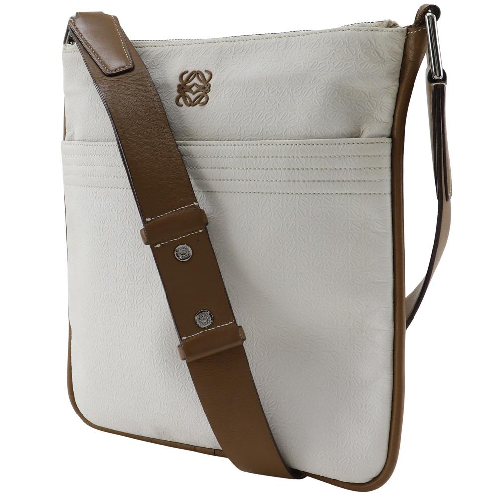 LOEWE anagram Shoulder Bag White PVC/leather unisex Used