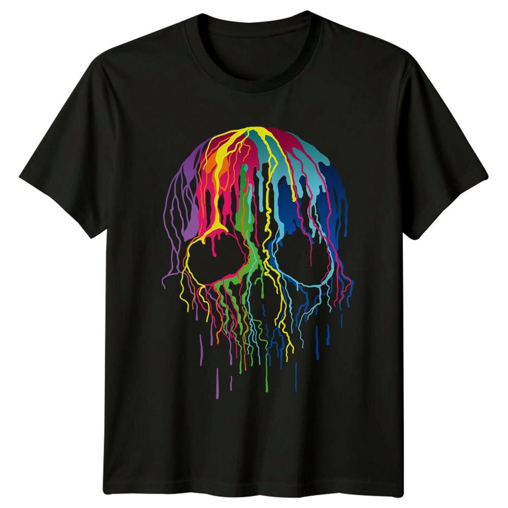 

Dripping Paint Skull Hobbies Mens TShirt Ladies Tee Graphic Unisex Unisex T-Shirt XXL