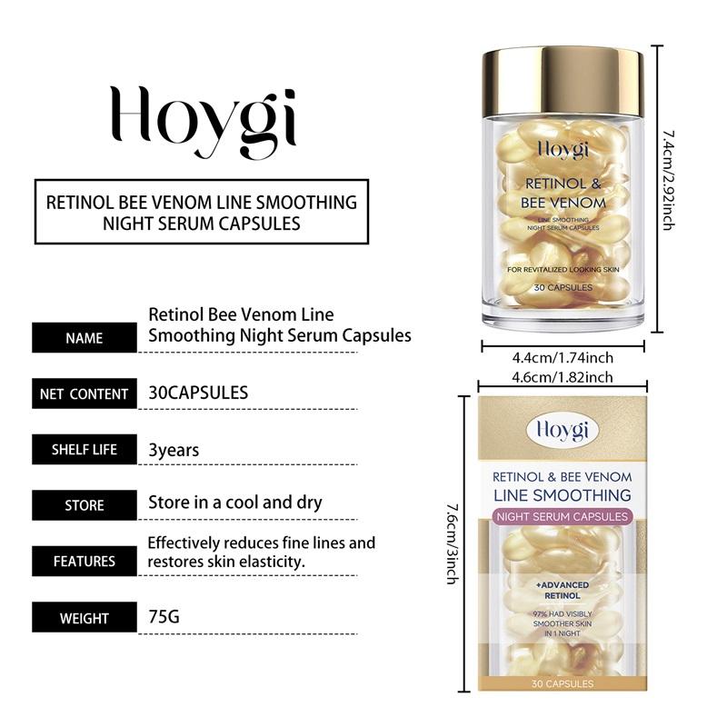 Hoygi Retinol Bijengif Gezichtscapsules Hydrateren Gezichtshuid Zachtjes, Verstrakken en Verbeteren Huidkwaliteit, Hydraterende Capsules