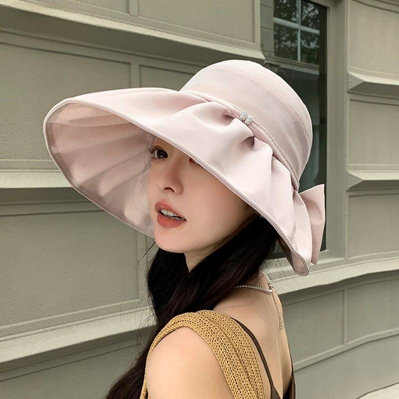 Summer Fashion Bowknot Sun Hat With Wide Brim For Outdoor Sun Protection