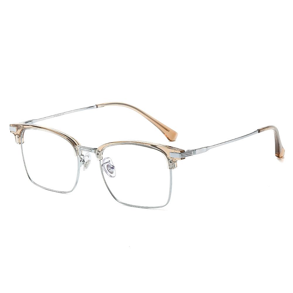 Ultra-Light Pure Titanium Square Business Glasses Frame Myopia Glasses Frame Men'S Models Can Be Matched With Degree Business Men'S Half Frame Glasses
